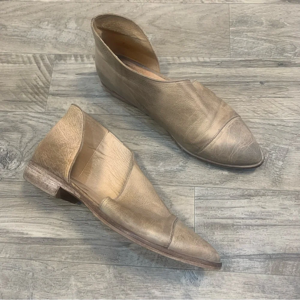 Free People Royale Distressed Leather Pointed Cut Out Flats - Picture 3 of 14